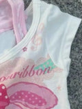 Cartoon Print Lolita T-shirt Women Sweet Y2k Aesthetic Fake Two Pieces Tops Girls Harajuku Grunge Kawaii Summer