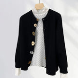 Zingj A Niche Button Knit Sweater With A Spring Dress Women's New Black Loose Coat Thick Cardigan