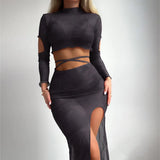 2025 New Long Sleeve Dress Swimsuit Set Split Bikini
