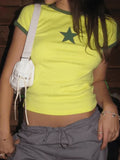 Star Printed Ringer Crop Top- Outfit