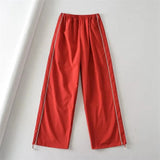 Piping Detail Wide Leg Track PantsOutfit