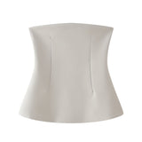 Spring Sexy Women's Pure Color Bare Shoulder Sleeveless Word Collar Short Shirt With Breast