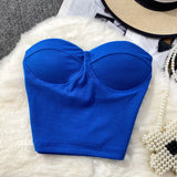 Zingj Color Strapless Vest Female Wearing Sexy Hot Girl Short Crop Slim Thin With Chest