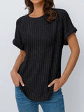 Summer Blouse Women's Short-Sleeved Shirt Casual Round-Neck Short-Sleeved