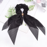 Bow Long Ribbon Hair Scrunchie Chiffon Floral Print Sweet Elastic Hair Band Ponytail Hair Scarf Hair Tie Hair