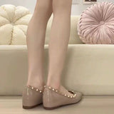 New Spring And Summer Rivet Flat Shoes Shallow Patent Leather Willow Soft Soles Shoes Flat Shoes Women Sharp Single