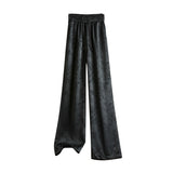 Luxury National Style Buckle Black Wide Leg Trousers Thin Straight Tube Thin European Style Trousers In Spring And