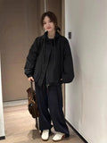 The New Autumn / Winter 2024 Korean Version Loose Hooded Storm Suit Shows Thin Short Jacket Overalls Joker Jacket Jacket Female-Outfit