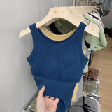 Chest Cushion Threaded Sling Sports Vest Women Wear Sleeveless Sleeveless Jacket With Backing-Proof In