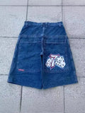 Shorts Men's Hip-Hop Rap Harajuku Style Casual Vintage Denim Shorts Mid-Waist Basketball