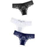 Sexy String Lace Underwear Women Back Bow Panties Women G String T-back Thong Transparent Lingerie Cute