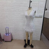 Elegant Fashion-Free-Backed V-Neck Sling With Diamond Niche Slit Tight Sleeveless Long-Packed Dress Women's