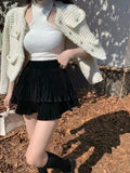 Velvet Layered Mini Skirts- Outfit