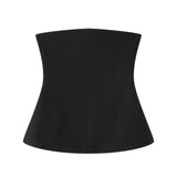 Spring Sexy Women's Pure Color Bare Shoulder Sleeveless Word Collar Short Shirt With Breast