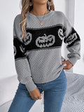 And Winter Live Halloween-Themed Pumpkin Head Bumpy Long-Sleeved Sweater Women's