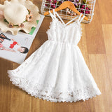 Summer Princess Dress Lace Flower Sleeveles Backless Elegant Birthday Party Weddding Costume For Children