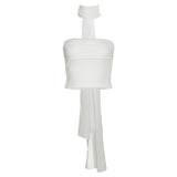 Autumn Fashion Trend Women's New One-Word Shoulder-To-Shoulder Umbilly Solid Color With A Small