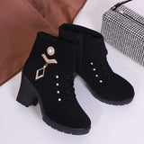 Size 2025 Autumn And Winter New High-Sc Coarse And Short Boots Women Zipper Short Boots Waterproof Table Thick Bottom Water