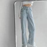 High Waisted Straight Jeans Fashion Women Clothing Cargo Pants Boyfriend Streetwear Y2K Girls Baggy Full Length