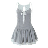 Striped Frill Strap Mini Dress- Outfit