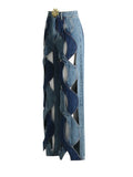 Zingj Wind Design Sense Straight Pants 2024 Spring And Autumn New Fashion Hollow Out Color Twist Jeans