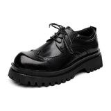Zingj Shoes Men's Platform Heighten Casual Shoes British Style Leather Shoes Summer Casual Brown Wedding Groom's Shoes