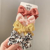 Pcs/set Cotton Linen Leopard Printed Bowknot Hair Clips For Cute Girls Barrettes Safty Hairpins Headwear Kids Hair