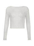 Distressed Crochet Knit Long Sleeve Crop Top- Outfit