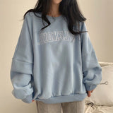 Solid Color Embroidered Logo Pullover SweatshirtOutfit
