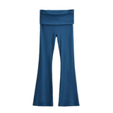 Zingj Trendy Women's Wear In Spring, The New Double-Layer Waist-Turning Sports Leisure Pants, Spicy Girls' Stretch Slimming Micro-Horn
