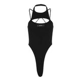 Zingj Summer Fashion New Women's Solid Color Sexy Hollow Out Irregular Slim Backless Sleeveless Jumpsuit-Outfit