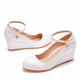 Heel Sexy Pedicles Thin High Heels Women's Shoes Slope Heel High Heel Leisure Shallow Buckle Round Head Single