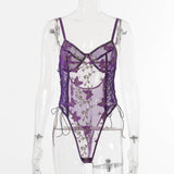Butterfly Embroidery Bodysuit Vintage Gothic Sexy Lace Up Hollow Out Jumpsuit Women Streetwear Sleeveless women