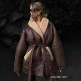 Women's Wear 2025 Spring Festival New Fashion Cashmere Leather Wool Collar Composite Belt