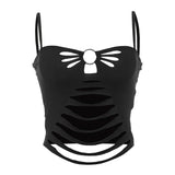Women's Clothing 2025 Summer New Solid Color Sexy Hollow Bare Back Short Sling Belt Small Vest