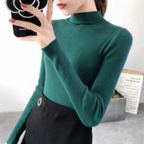 Autumn Winter Women Pullovers Sweater Knitted Korean Elasticity Casual Jumper Fashion Slim Turtleneck Warm Female