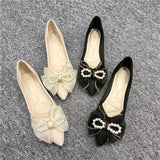 New Soft Bottom Standing Without Tired Bow Flat Shoes Temperament Suitable For Bridesmaid Dress Shoes 2025