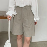 White Linen Shorts Wide Leg Summer Shorts Woman High Waist Shorts Streetwear