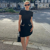 Tweed Solid Beaded Seam Mini Dress- Outfit
