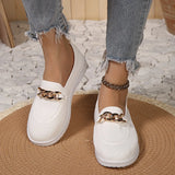 New Mesh Solid Round Head Low Single Shoes Women's Chain Large-Size Sports Wind Casual Shoes