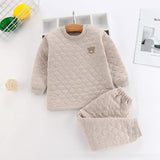 Pajamas Set Boys Girls Cotton-padded Pjs Top and Pants Unisex 3 layers to Keep Thick Warm Clothes Toddler Clothing