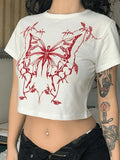 Butterfly Print White Crop Top- Outfit