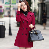New Autumn Winter Women Wool Blend Warm Long Coat Plus Size Female Slim Fit Lapel Woolen Overcoat Cashmere