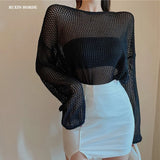 Backless Hollow Cross Pearl Knit Pullovers European Women Spring Fall Long Sleeve Sweater Fashion Clothing Sweet