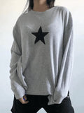 Star Print Long Sleeve Waffle Knit Top- Outfit