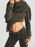 Zingj Feeling Wash Water Sweater Female 2024 Spring And Autumn Women's New Twist Irregular Waist Sleeve Knit