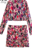 Printed Mini Skirt Women High Waist Vintage Skirt Sets Ruched Short Skirts Woman Fashion 2023 Streetwear Y2k Pleated
