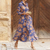 Spot 2025 Spring New Lady Fashion Temperament Print Medium Long