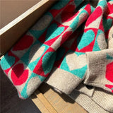 Zingj And Winter On The New 2024 Peach Heart Knitting Cardigan Sweater Female Color Love Single Breasted Temperament Fashion Cardigan Coat-Outfit