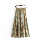 Queens Women Floral Print Wide Leg Bohemian Pant Ladies Loose Ruffles Sashes Rayon Boho Long